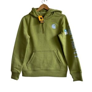 Carhartt NEW Relaxed Fit Midweight Logo Sleeve Green Womens Hoodie Size XS (0-2)
